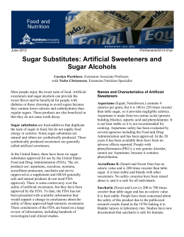 Artificial Sweeteners and Sugar Alcohols