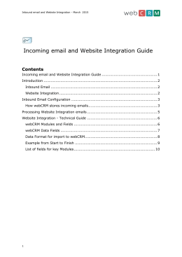 Incoming email and Website Integration Guide