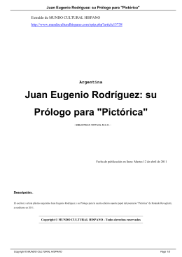 Juan Eugenio Rodríguez: su Prólogo para "Pictórica"
