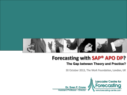 Forecasting with SAP® APO DP?