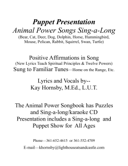Puppet Presentation Animal Power Songs Sing-a-Long