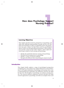 1 How does Psychology Support Nursing Practice?