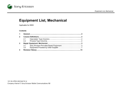 Equipment List, Mechanical