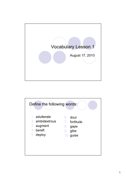 Vocabulary Lesson 1 2010