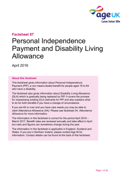 Personal Independence Payment and Disability Living