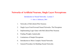 Networks of Artificial Neurons, Single Layer Perceptrons