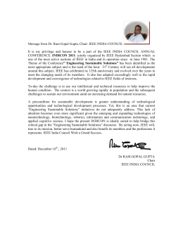 Message from Dr. Ram Gopal Gupta, Chair