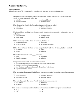 Chemistry-Chapter 6 Practice Test