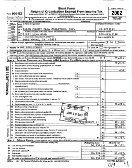 Fo~ 990-EZ Return of Organization Exempt From Income Tax