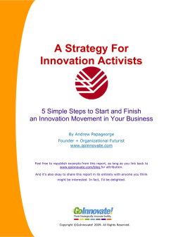 A Strategy For Innovation Activists