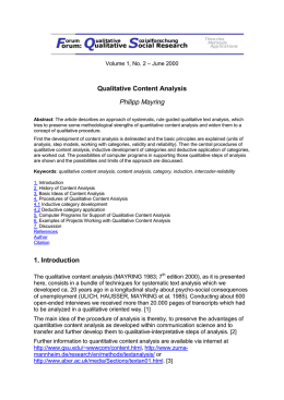 Qualitative Content Analysis Philipp Mayring 1. Introduction