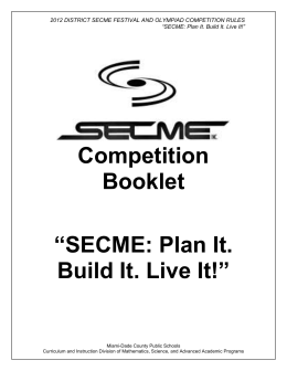 Competition Booklet “SECME: Plan It. Build It. Live It!” - Miami