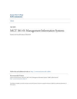 MGT 381-01 Management Information Systems