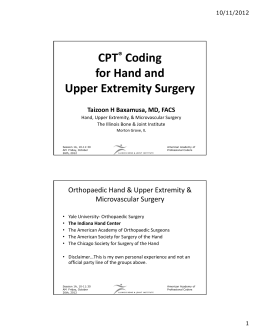 CPT® Coding for Hand and Upper Extremity Surgery