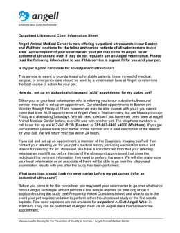 Outpatient Ultrasound Client Information Sheet Angell Animal