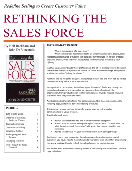rethinking the sales force - Knowledge Capital Services