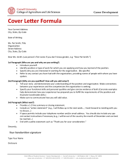 Cover Letter Formula