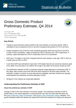Gross Domestic Product Preliminary Estimate, Q4 2014