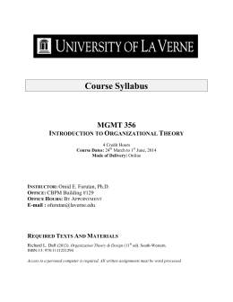 Course Syllabus - University of La Verne