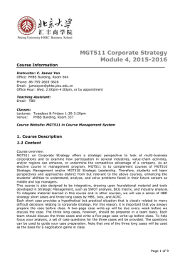 MGT511 Corporate Strategy Module 4, 2015-2016