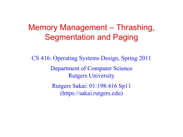 Memory Management – Thrashing, Segmentation and Paging
