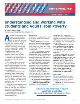 Understanding and Working with Students and Adults from Poverty