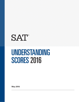 College Board SAT - Understanding Scores 2016