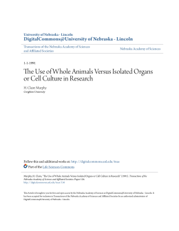 The Use of Whole Animals Versus Isolated Organs or Cell Culture in