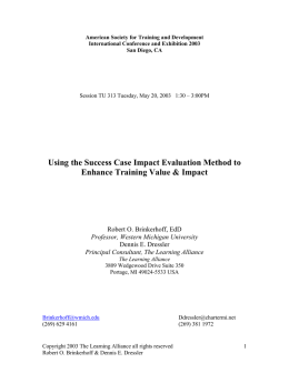 Using the Success Case Impact Evaluation Method