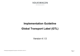 Implementation Guideline Global Transport Label (GTL)