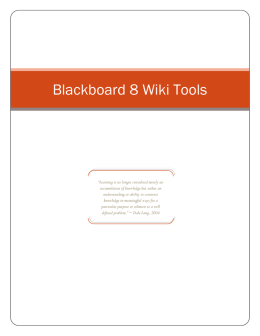 Blackboard 8 Wiki Tools - Major Instructional Design Solutions