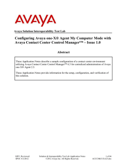 Configuring Avaya one-X® Agent My Computer Mode with Avaya