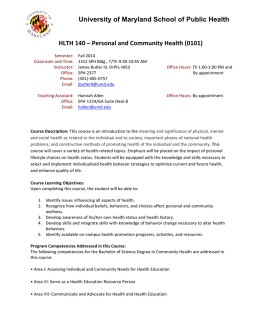 Personal and Community Health (0101)