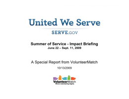 Summer of Service - Impact Briefing A Special