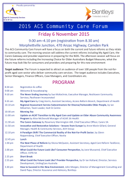 PROGRAM 2015 ACS Community Care Forum Friday 6 November 2015