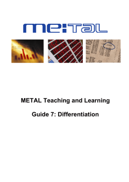 Differentiation (teaching and learning guide 7)