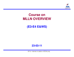 Course on MLLN OVERVIEW
