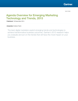 Agenda Overview for Emerging Marketing Technology and Trends