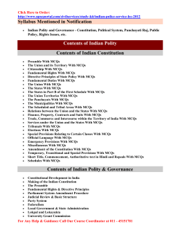 Syllabus Mentioned in Notification Contents of Indian Polity