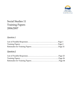 Social Studies 11 Training Papers 2006/2007