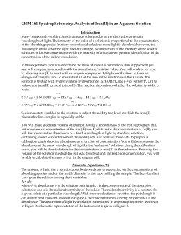 CHM 161 Spectrophotometry: Analysis of Iron(II)