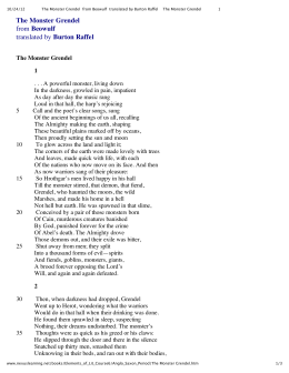 The Monster Grendel from Beowulf translated by Burton Raffel