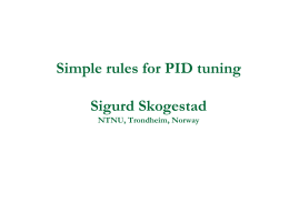 Simple rules for PID tuning Sigurd Skogestad