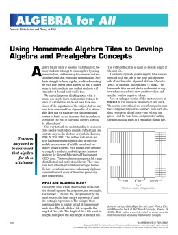 Using Homemade Algebra Tiles to Develop Algebra