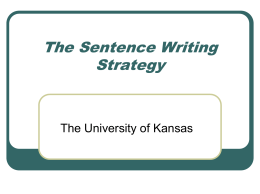 The Sentence Writing Strategy