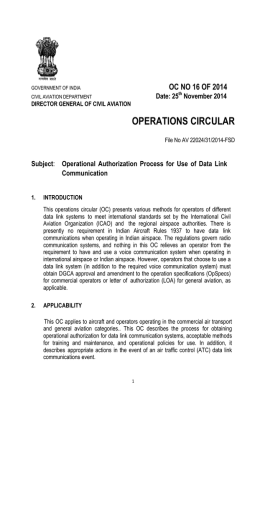 Operations Circular 16/2014 - Operational Authorization Process for