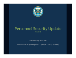 Personnel Security Update - Capital Industrial Security Awareness