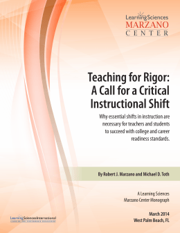 Teaching for Rigor: A Call for a Critical