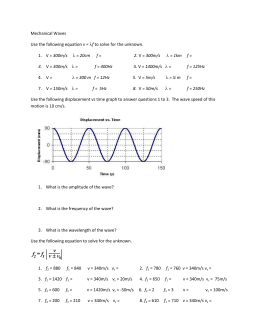Mechanical Waves Use the following equation v = λf
