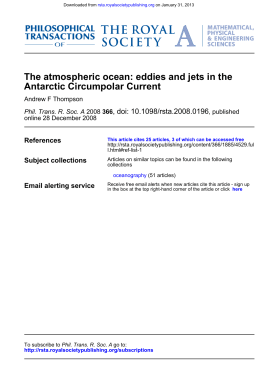 Antarctic Circumpolar Current The atmospheric ocean: eddies and